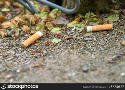 cigarette butts. Smoking is harmful to health.