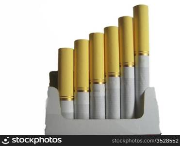 Cigarette flip box with a white filter isolated
