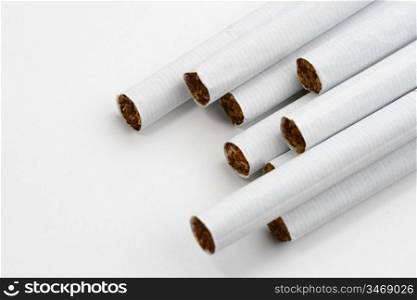 cigarette macro close up on white background