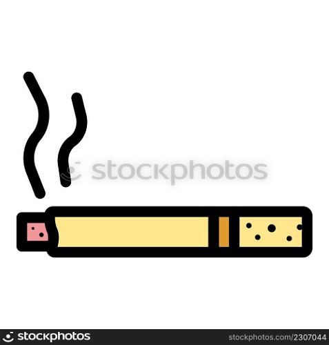 Cigarette smoking icon. Outline cigarette smoking vector icon color flat isolated. Cigarette smoking icon color outline vector