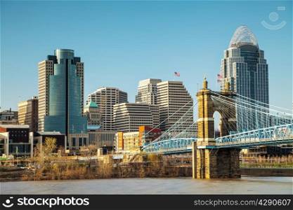 Cincinnati downtown overview on a sunny day