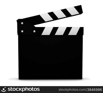 Cinema, film, video and movie maker concept with a black and white clapperboard with blank space for your business and marketing copy on white background.