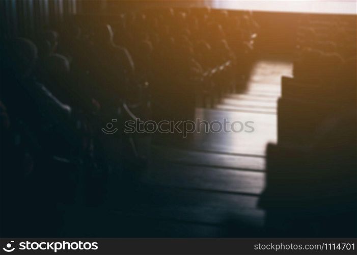 Cinema or theater in the auditorium, abstract blurry background of cinema