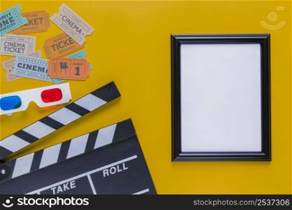 cinema tickets with clapperboard frame
