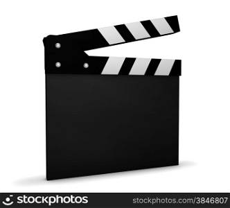 Cinema, video and movie maker concept with a black and white clapperboard with blank space for your business and marketing copy on white background.