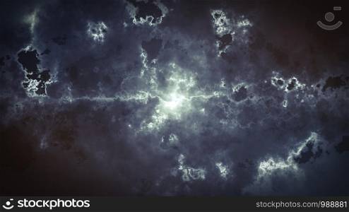 Cinematic dark clouds with light moving for Title background animation 3D rendering