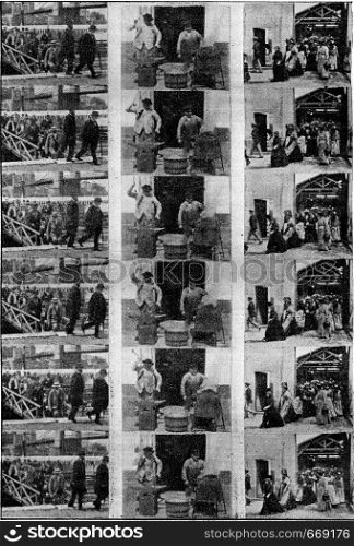 Cinematographic tapes, vintage engraved illustration. Industrial encyclopedia E.-O. Lami - 1875.