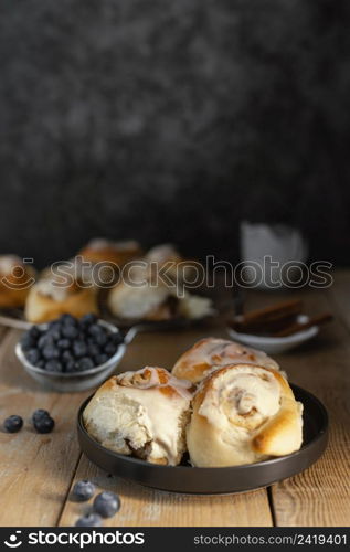 cinnamon rolls blueberries arrangement