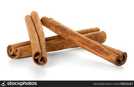 Cinnamon sticks on white