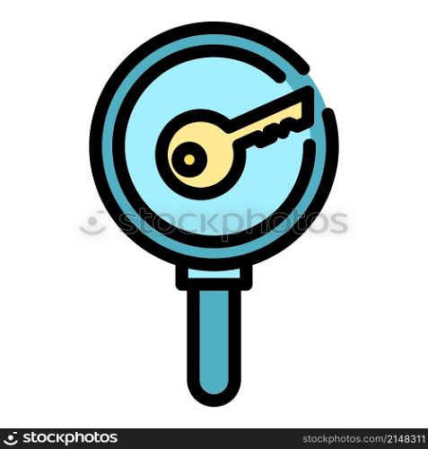 Cipher key icon. Outline cipher key vector icon color flat isolated. Cipher key icon color outline vector