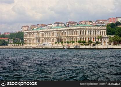 Ciragan Palace historic architecture, view from the Bosporus Strait in Istanbul, Turkey