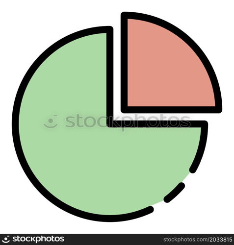 Circle and quarter icon. Outline circle and quarter vector icon color flat isolated. Circle and quarter icon color outline vector