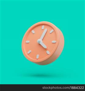 Circle clock icon. Simple 3d render illustration on vibrant background with soft shadows. Circle clock icon. Simple 3d render illustration on vibrant background.
