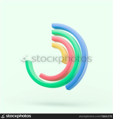 Circle diagram graph icon. Simple 3d render illustration on pastel background. Isolated object with soft shadows. Circle diagram graph icon. Simple 3d render illustration on pastel background.