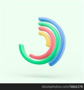 Circle diagram graph icon. Simple 3d render illustration on pastel background. Isolated object with soft shadows. Circle diagram graph icon. Simple 3d render illustration on pastel background.