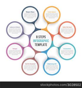 Circle Diagram with Eight Steps. Circle diagram infographic template with eight steps or options, workflow, process, vector eps10 illustration