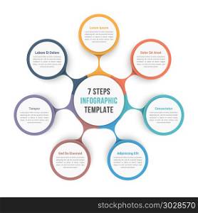 Circle Diagram with Seven Steps. Circle diagram infographic template with seven steps or options, workflow, process, vector eps10 illustration