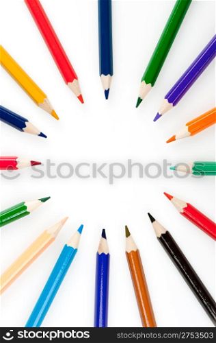Circle from color pencils. It is isolated on a white background