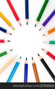 Circle from color pencils. It is isolated on a white background