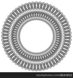 Circle Geometric Ornament. Circle Geometric Ornament Isolated on White Background. Monochrome Elegant Mandala. Vintage Outline Oriental Emblem and Badge