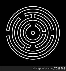 Circle maze or labyrinth white icon .