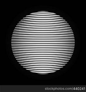 Circle of parallel white lines on a black background.