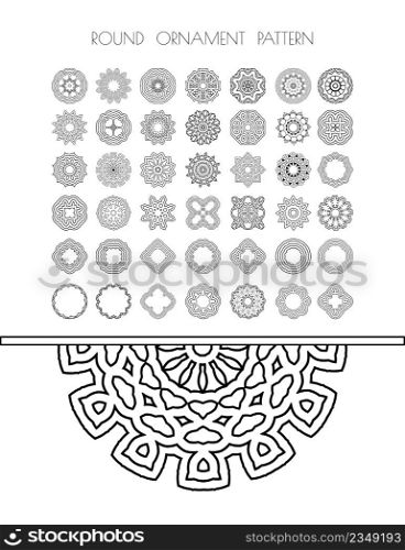 Circle ornament frame. Circular pattern of traditional motifs and ancient oriental ornaments. Hand drawn background.. Circular pattern set