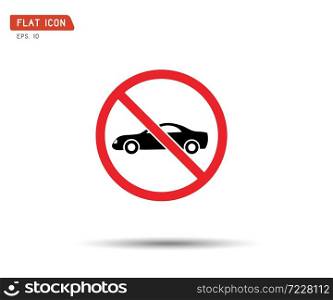 Circle Prohibited No car parking traffic sign, prohibit red vector illustration