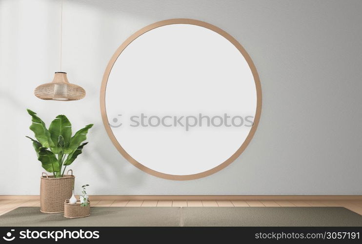 Circle window design on tropical room japanese interior design.3D rendering