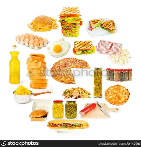 Circle with lots of food items