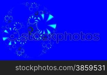 Circles (flowers) rotate on a blue background