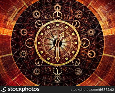 Circles of Time series. Design composed of clock symbols and fractal elements as a metaphor on the subject of science, education and prediction