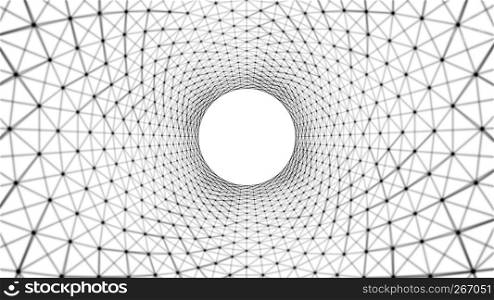 Circles spiral of architecture structure tunnel shape on white background, optical illusion. Abstract pattern design element. 3d lines illustration background