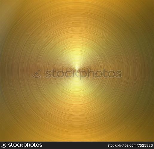 Circular brushed metal texture. Golden shiny abstract background