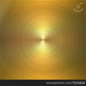 Circular brushed metal texture. Golden shiny abstract background