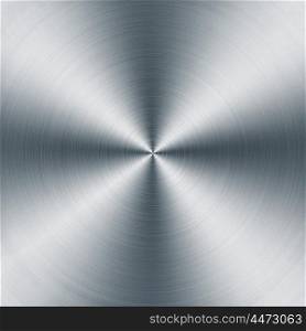 Circular brushed metallic texture. Silver blue abstract background