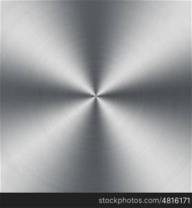 Circular brushed metallic texture. Silver grey shiny abstract background