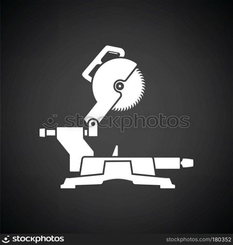 Circular end saw icon. Black background with white. Vector illustration.