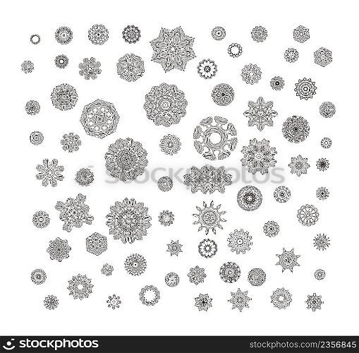  Circular pattern of traditional motifs and ancient oriental ornaments. Hand drawn background.. Circle vector ornament frame.