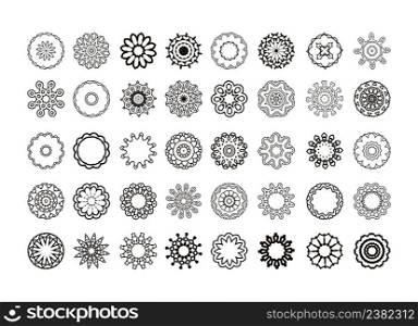 Circular pattern of traditional motifs and ancient oriental ornaments. Hand drawn background.. Circle vector ornament frame.