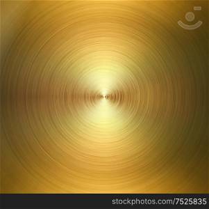 Circular polished steel texture. Golden shiny abstract background