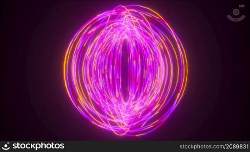 Circular rotation of thin neon splines, computer generated. 3d rendering of abstract futuristic backdrop Circular rotation of thin neon splines, computer generated. 3d rendering of abstract futuristic backdrop. Circular rotation of thin neon rings, computer generated. 3d rendering of abstract background