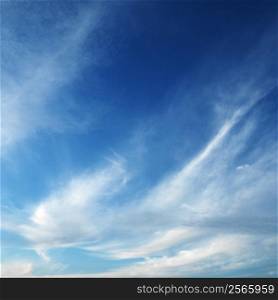 Cirrus cloud formation in blue sky.
