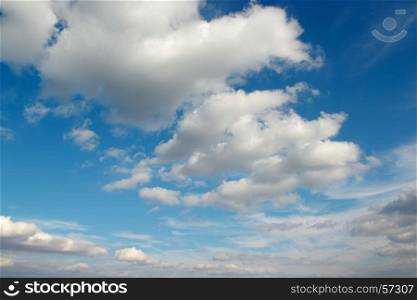 Cirrus clouds in the blue sky. Beautiful background.