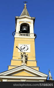 cislago old abstract in italy the wall and church tower bell sunny day