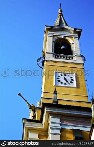 cislago old abstract in italy the wall and church tower bell sunny day
