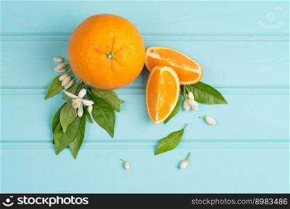 Citrus fresh fruits on wooden table background.