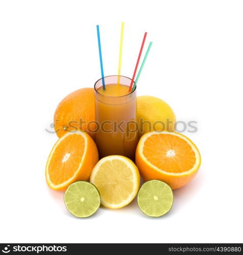 Citrus fruit juice isolated on white background