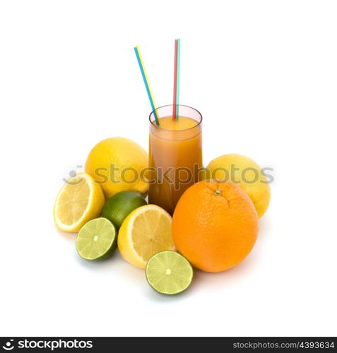 Citrus fruit juice isolated on white background