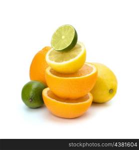Citrus fruits isolated on white background close up